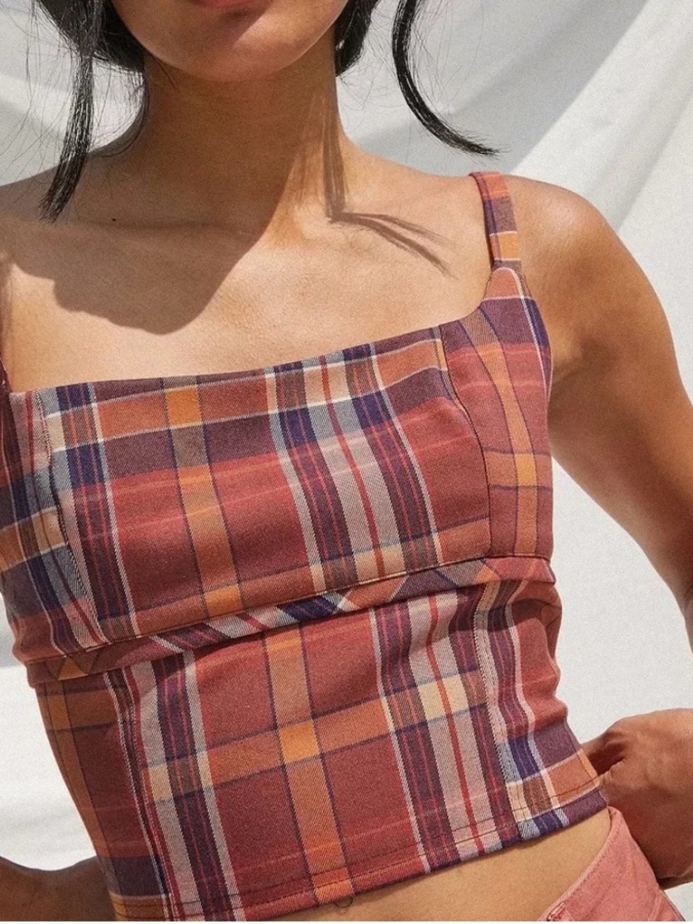 Urban Outfitters Plaid Crop Top Corset